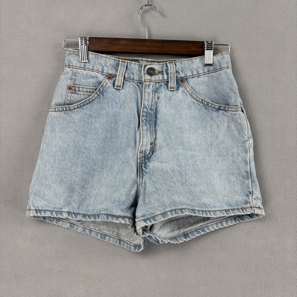 Vintage Levis 912 Shorts Womens 26 Denim Slim Fit Orange Tab USA 90s High Rise